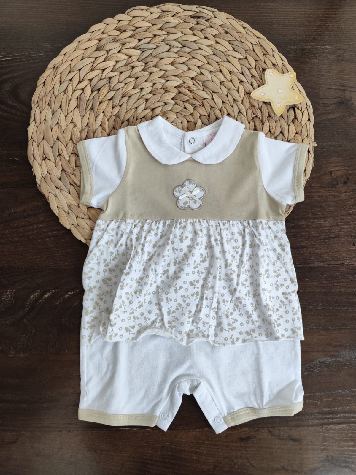 Pagliaccetto bimba cotone beige