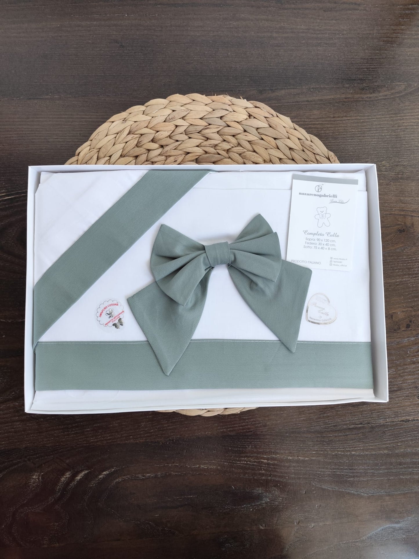 Completo culla "fiocco" Neonata/o in cotone