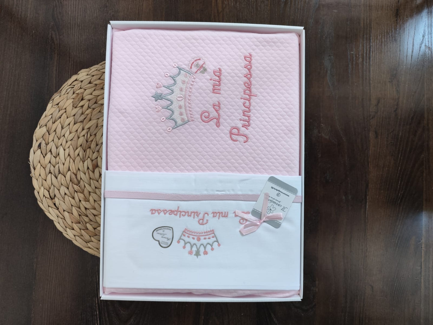 Coordinato lettino Principessa con lenzuola e copertina in cotone
