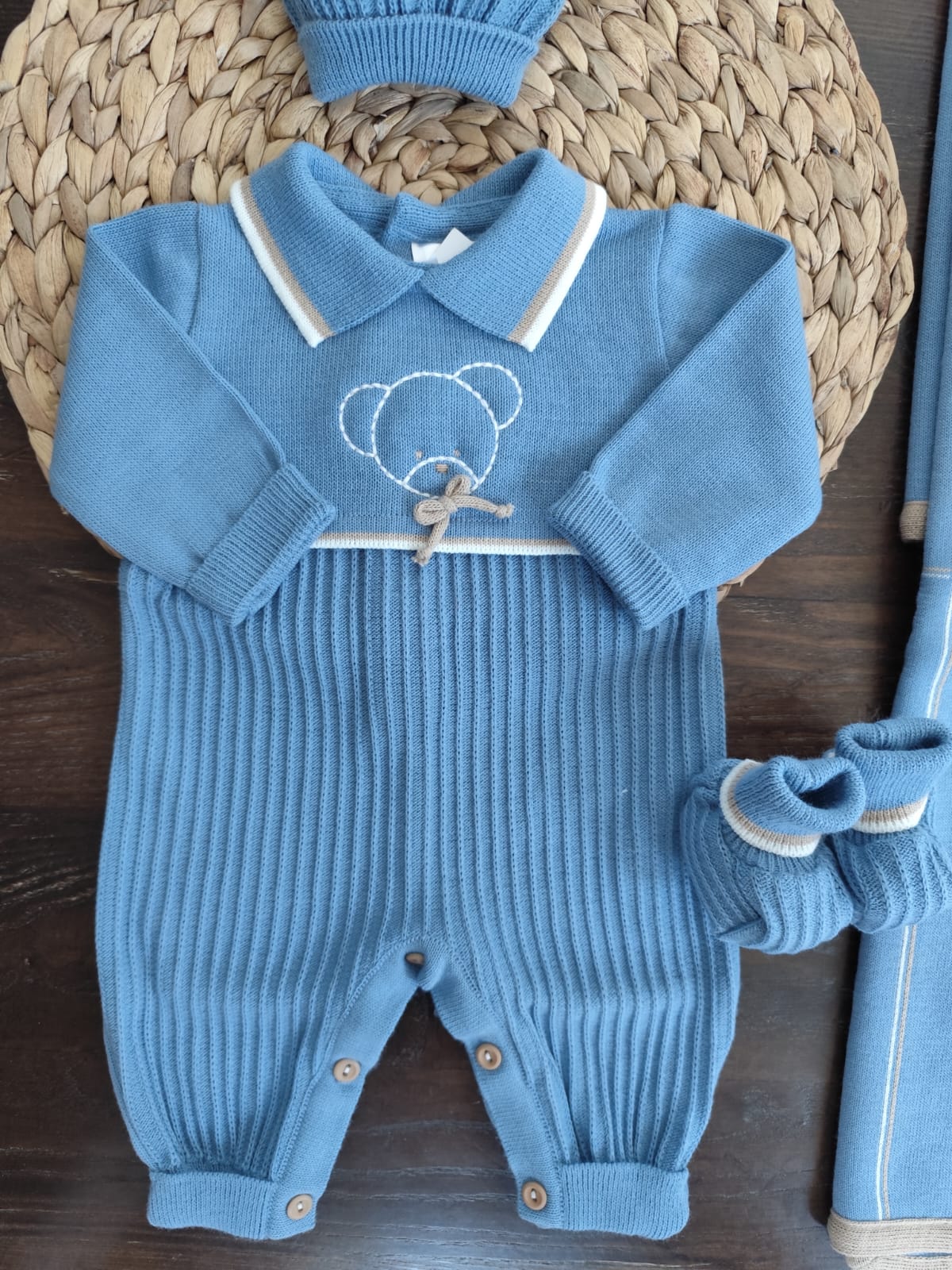 coordinato lana dolce orso con tutina