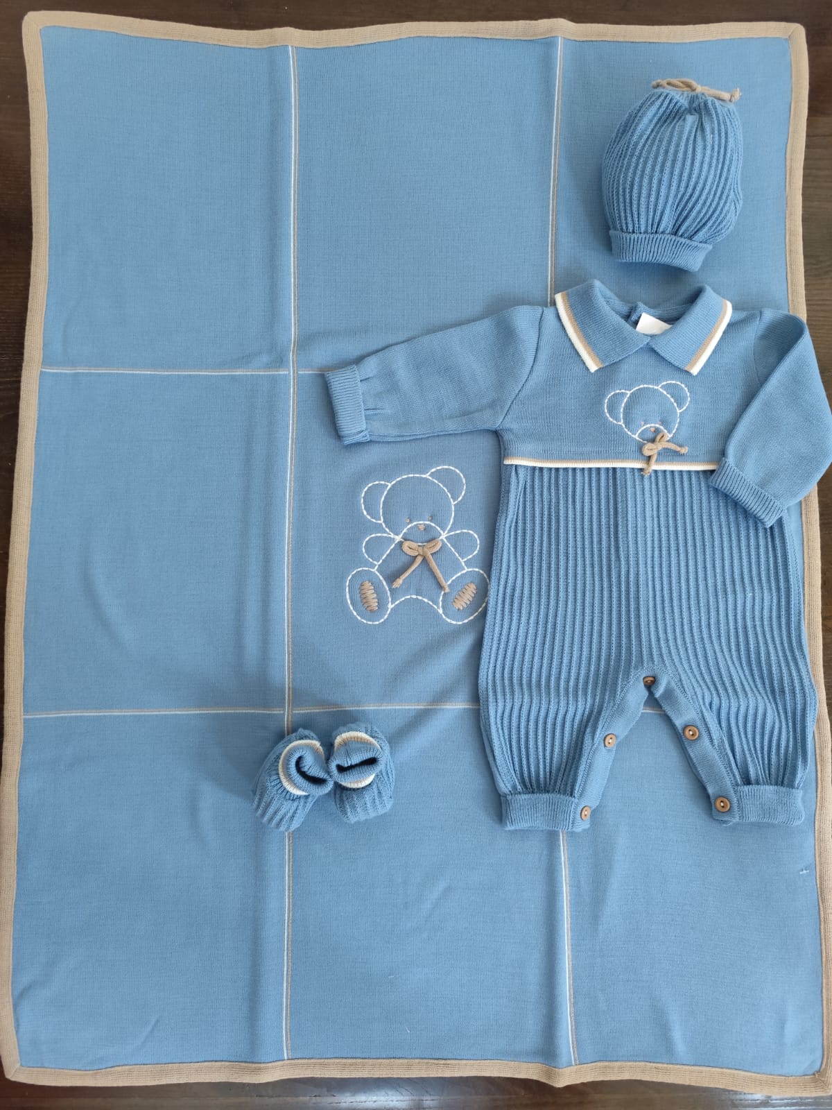 coordinato lana dolce orso con tutina