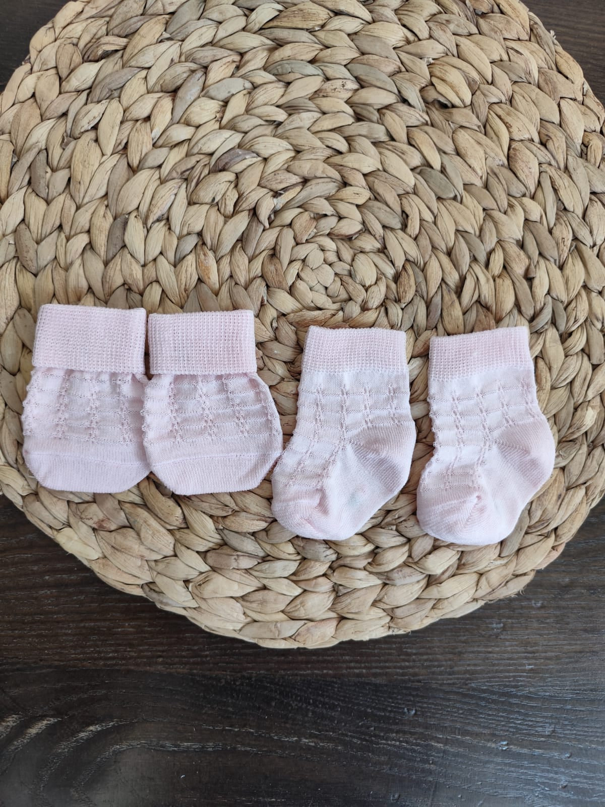 set nascita calzini e guantini in cotone