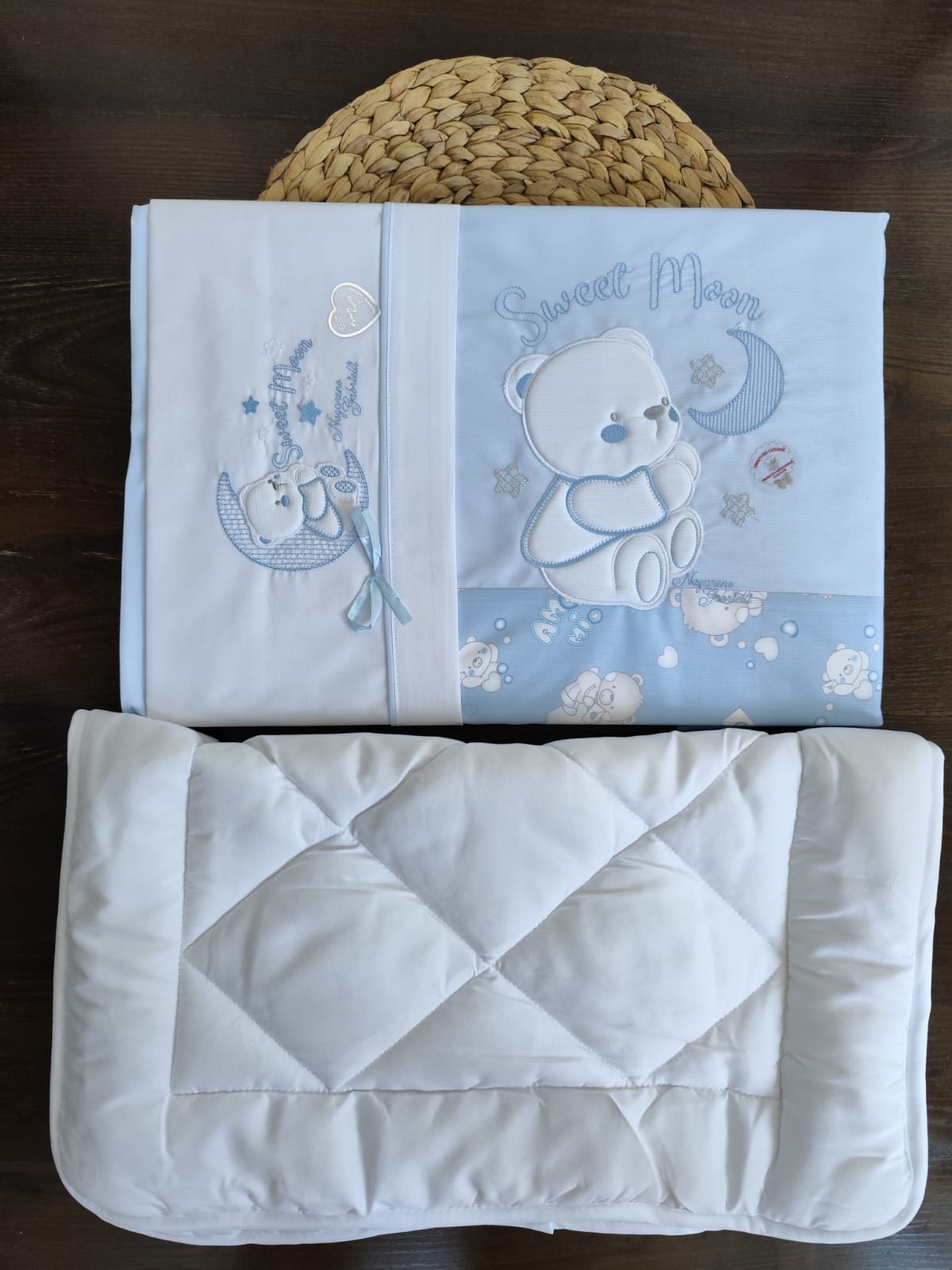coordinato culla neonato "sweet moon" estate/inverno