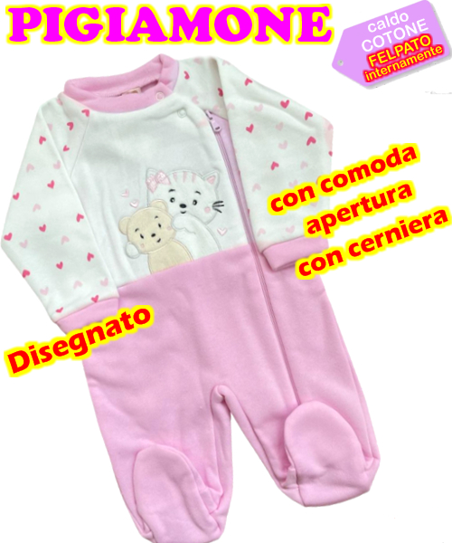 Pigiamone Neonata Felpato