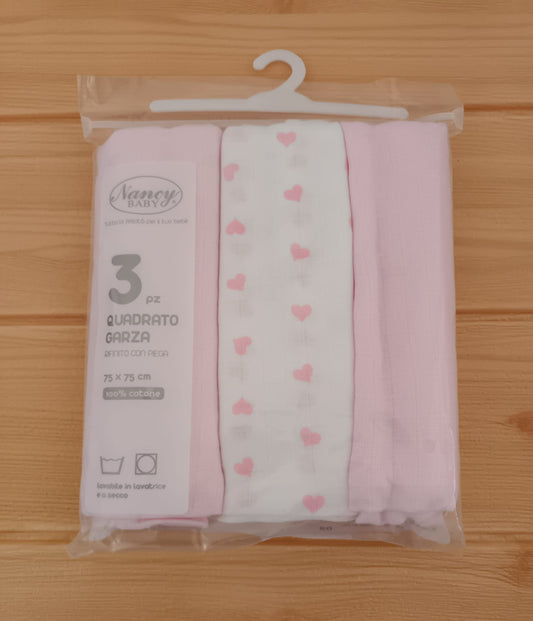Quadrato Garza rosa in cotone