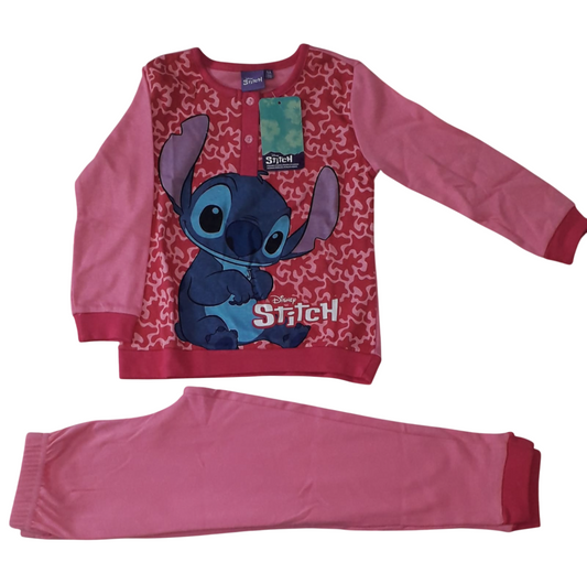 Pigiama caldo cotone Stitch rosa