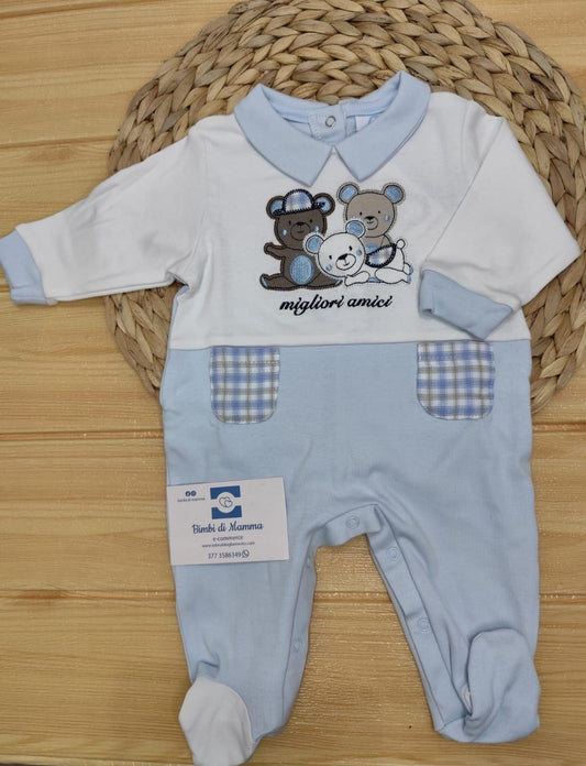 tutina cotone batuffolini neonato "migliori amici"