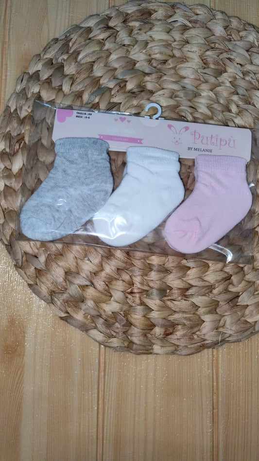 set 3 paia di Calzini Cotone Neonata