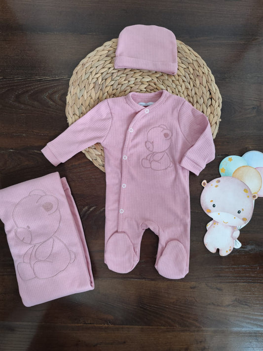 Set nascita in cotone con tutina femminuccia