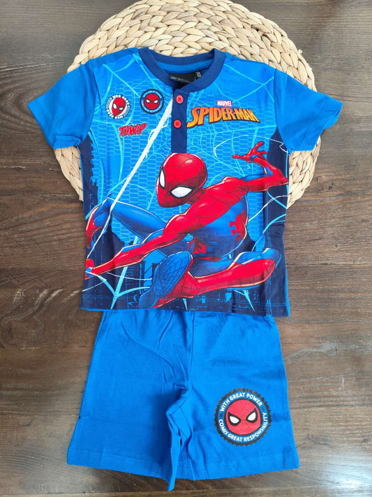 Pigiama bambino spiderman estivo blu