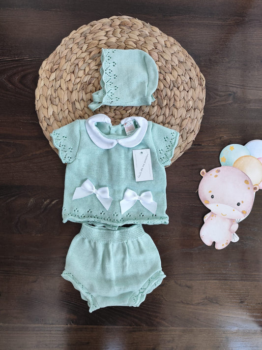Set nascita in filo femminuccia verde