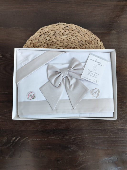 Completo Lettino "Fiocco" in cotone unisex