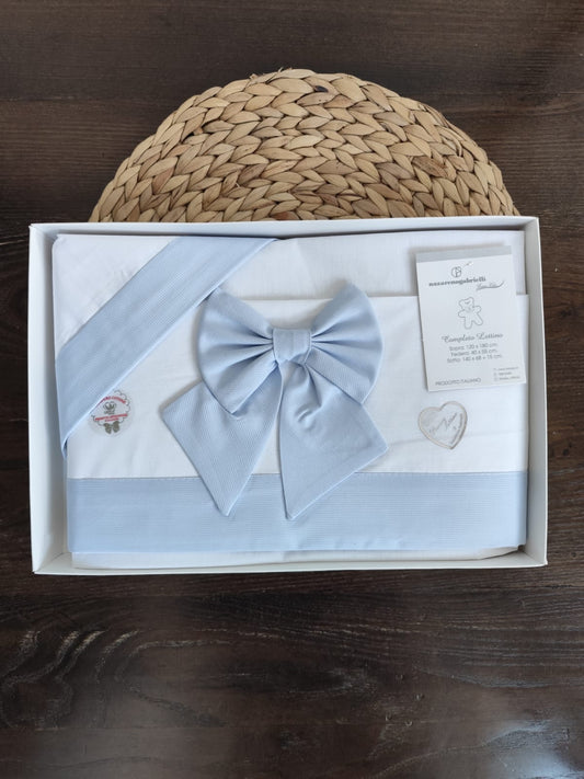 Completo Lettino "Fiocco" in cotone neonato