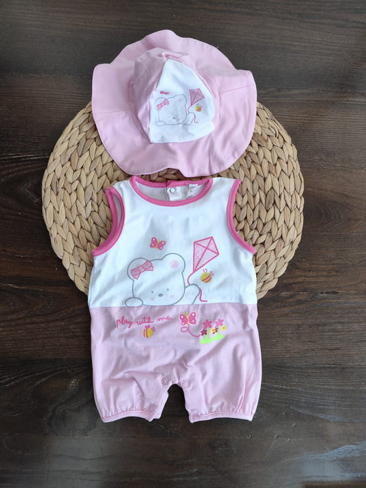 pagliaccetto con cappellino abbinato "Pink lady"