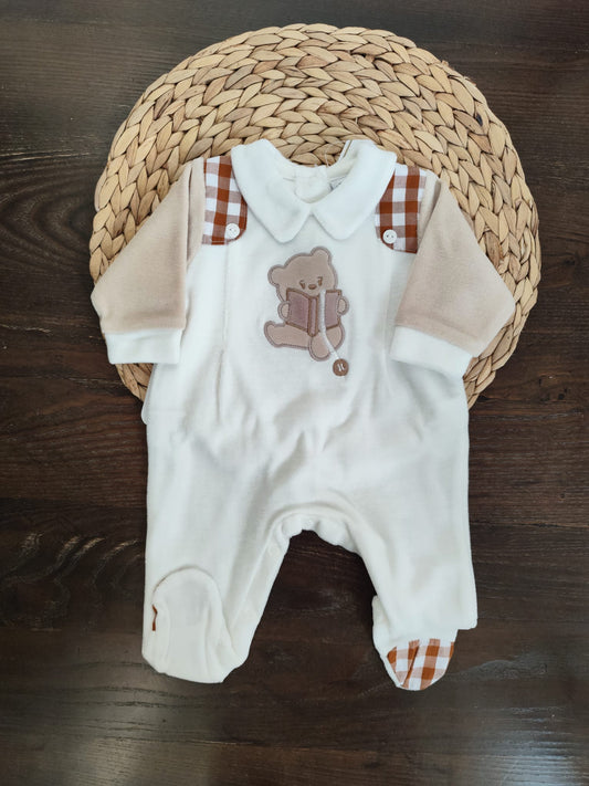 tutina in ciniglia unisex "orsetto lettore"