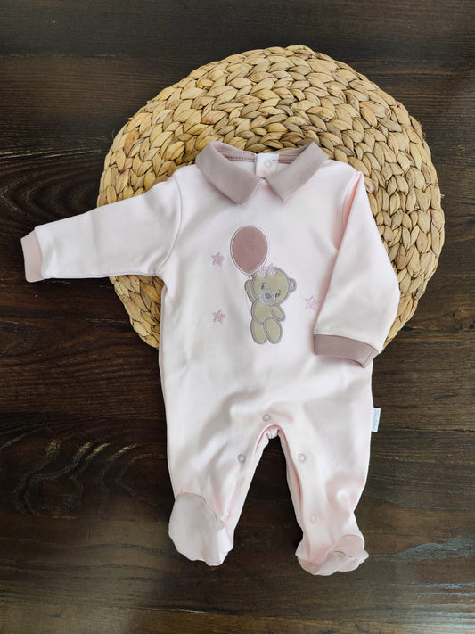 Tutina caldo cotone neonata "pallancino rosa"
