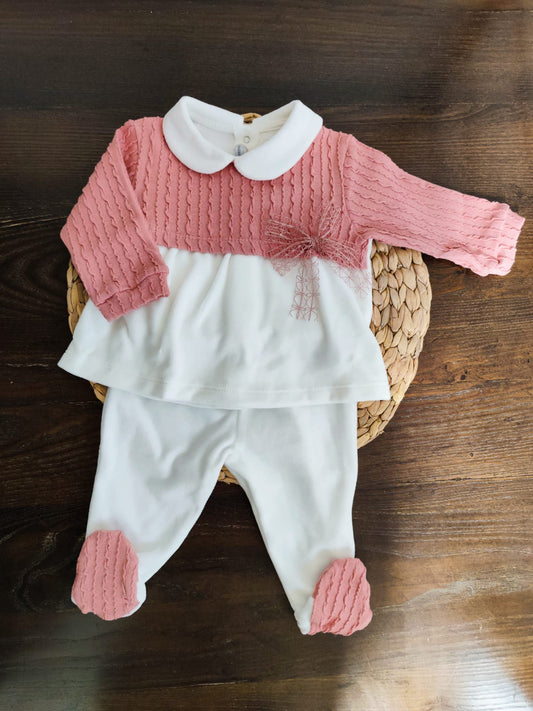 completino in ciniglia neonata limited edition rosa