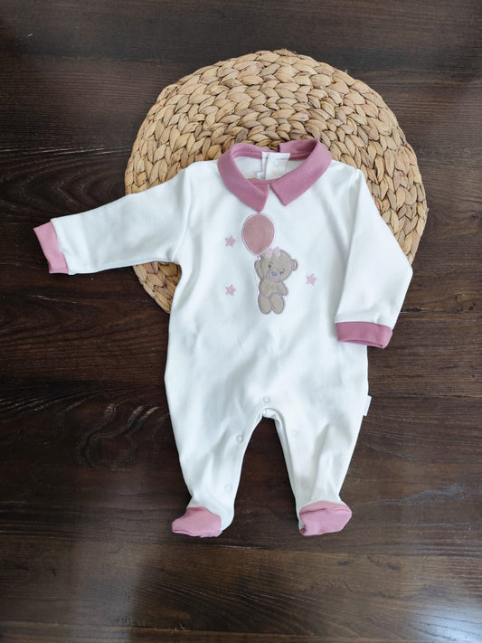 tutina caldo cotone neonata panna "pallancino rosa"