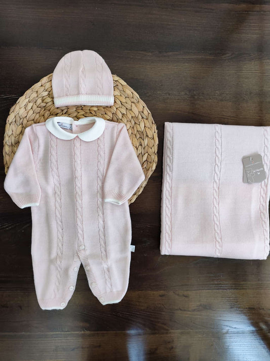 Set nascita in misto lana neonata con tutina