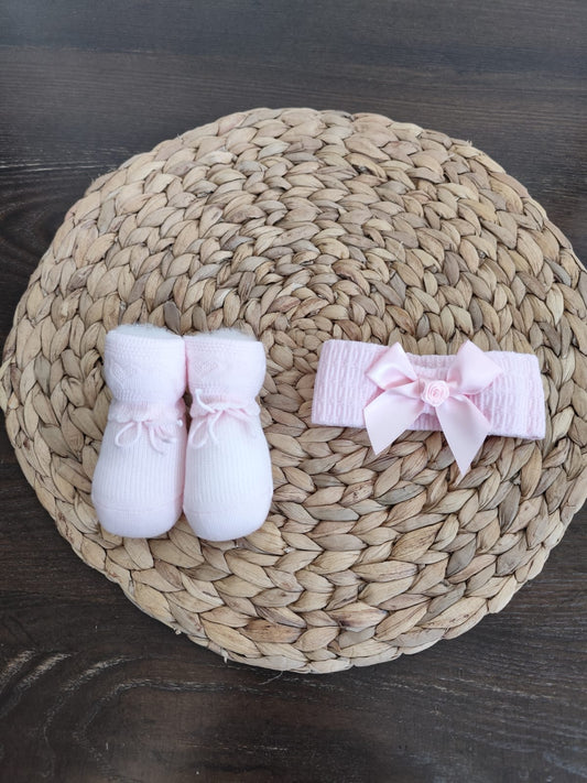 set fascia capelli e babbucce in caldo cotone