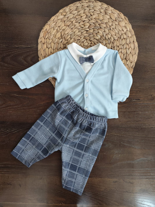 completo in Caldo Cotone con papillon azzurro