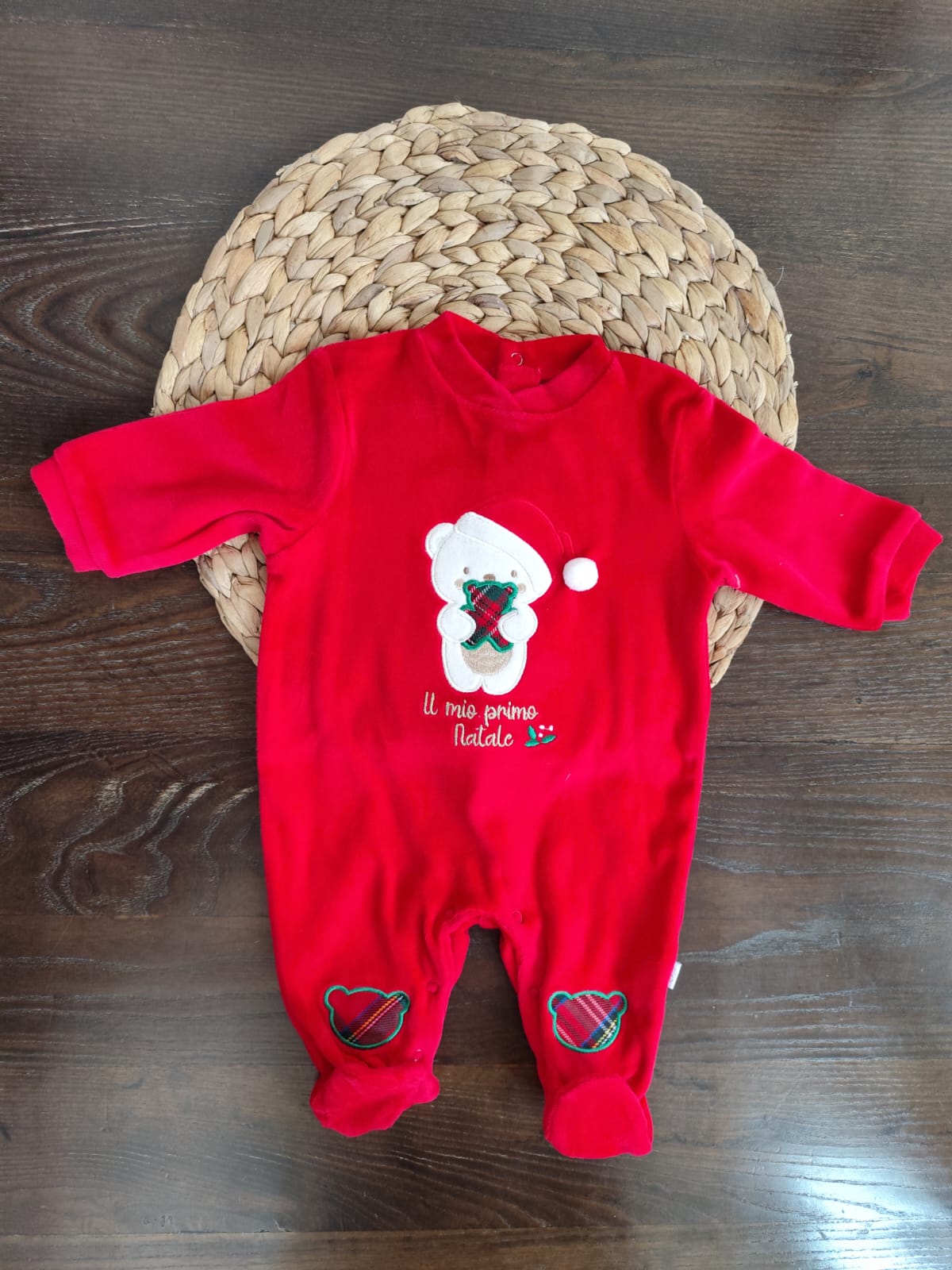 Tutina unisex natale con in ciniglia il mio primo natale dis. 4