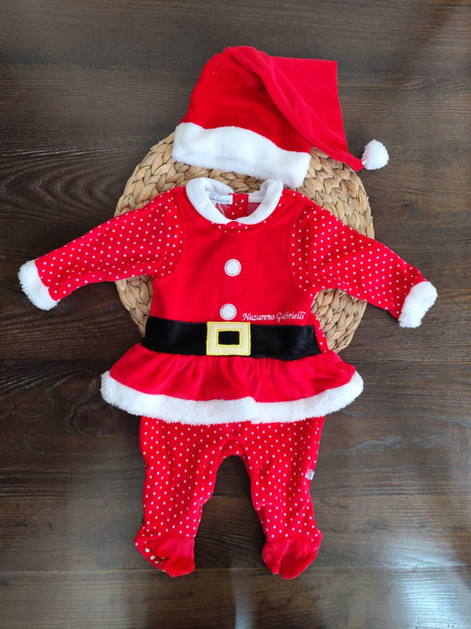 Tutina Neonata natale con cappellino in ciniglia