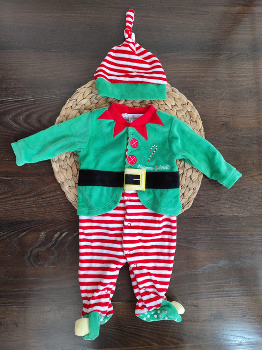 Tutina Neonato Elfo con cappellino in ciniglia