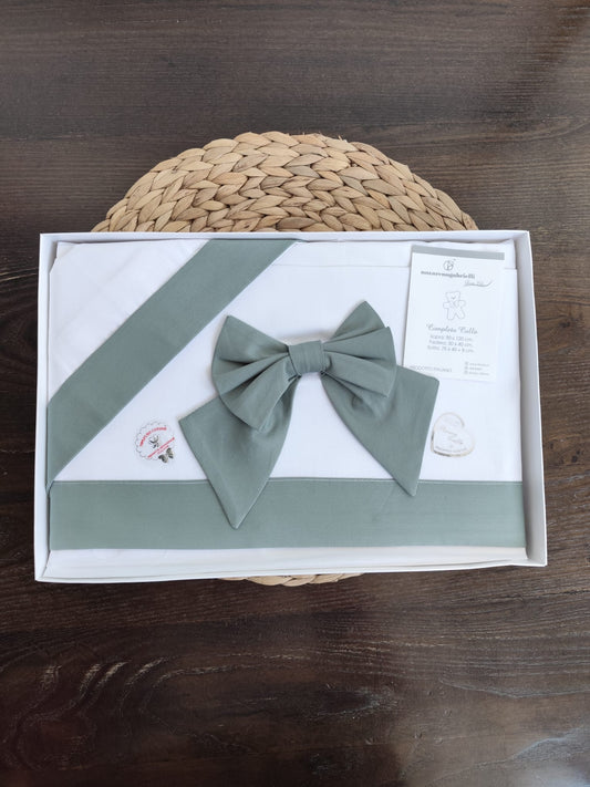 Completo culla "fiocco" Neonata/o in cotone