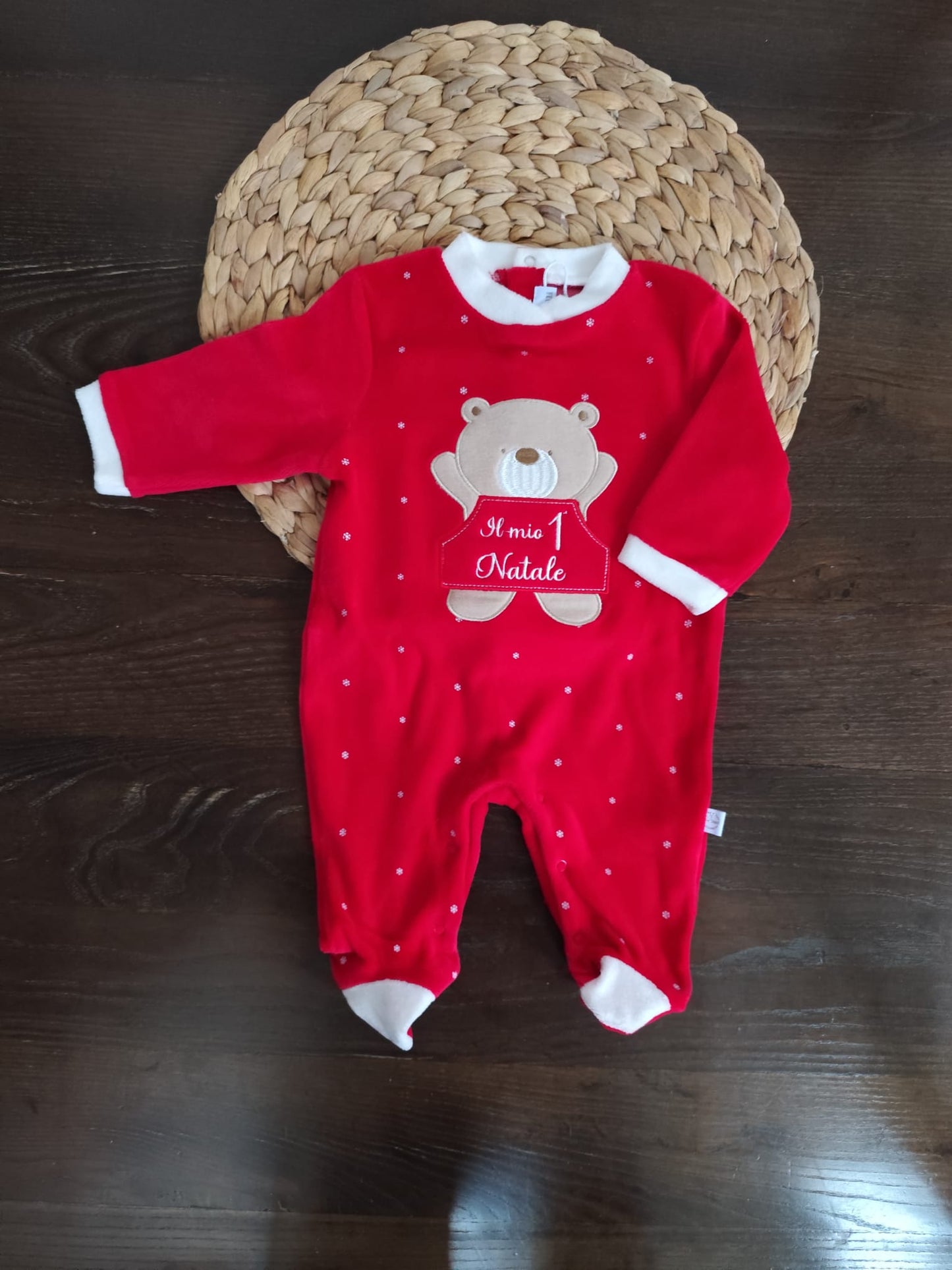 Tutina unisex natale in ciniglia il mio primo natale