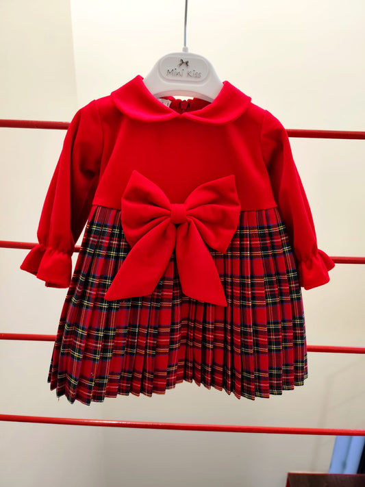 Vestina Natalizia con fiocco e colletto in velluto