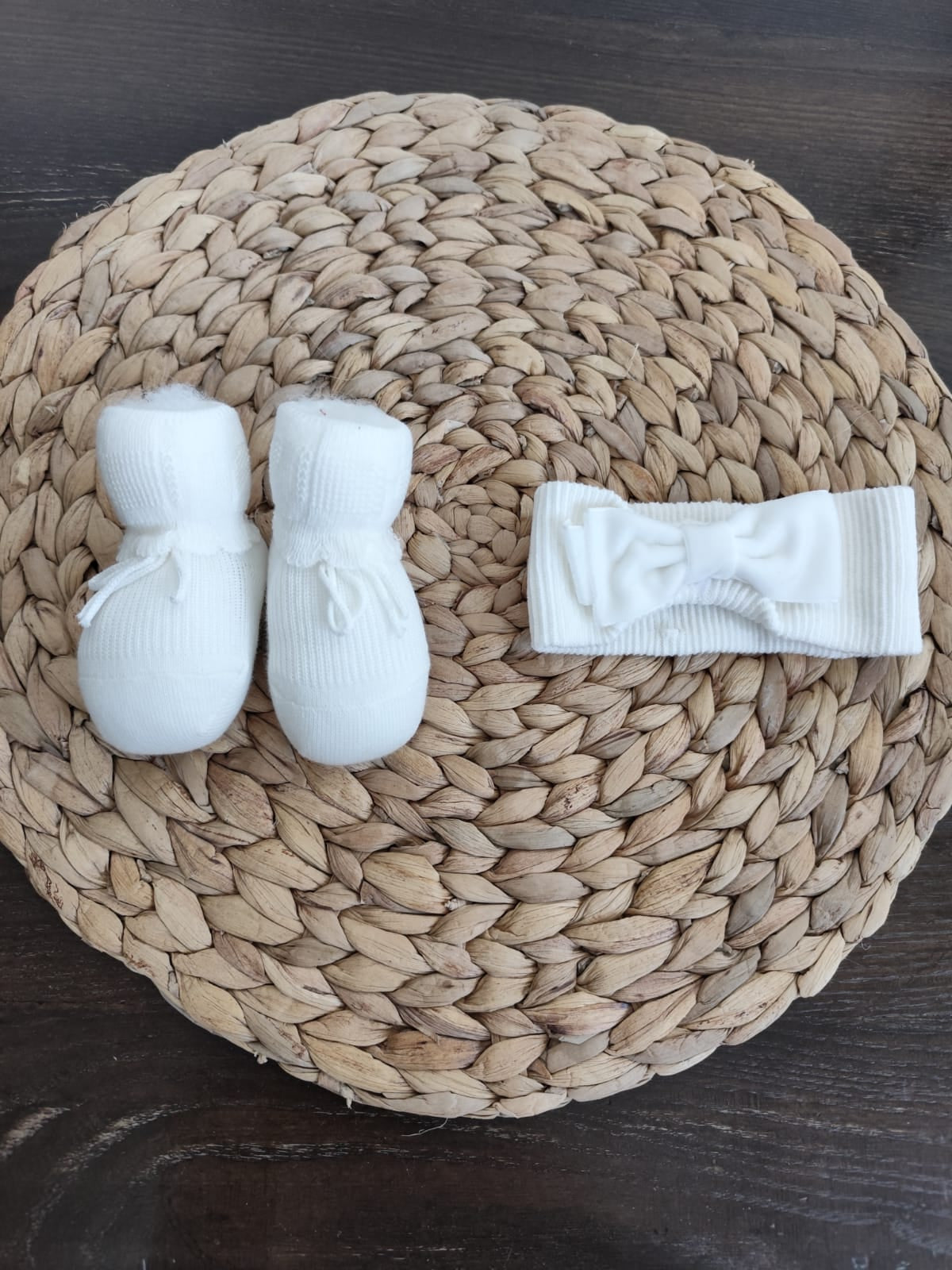 set fascia capelli e babbucce in caldo cotone
